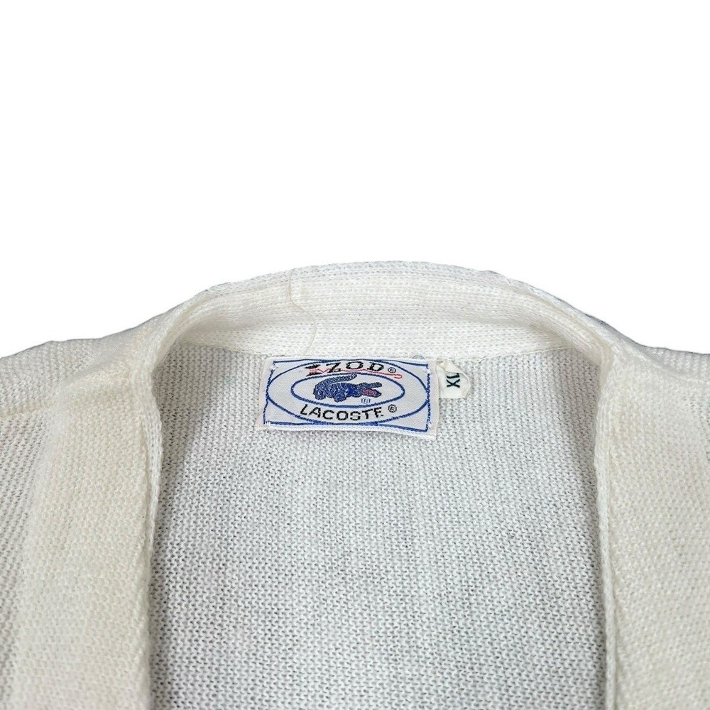 80s Vintage Izod Lacoste Ivory Men's Acrylic Cardigan Sweater Size XL - Picture 4 of 4